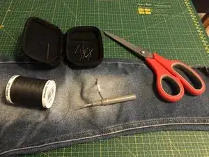 Mend a tear at the knee with no-waste patch.