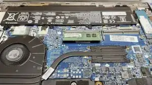 The new RAM can be inserted and clipped down as shown.